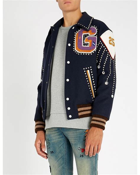 gucci letterman jacket|gucci varsity jacket men.